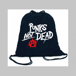 Punks not Dead ľahké sťahovacie vrecko ( batôžtek / vak ) s čiernou šnúrkou, 100% bavlna 100 g/m2, rozmery cca. 37 x 41 cm